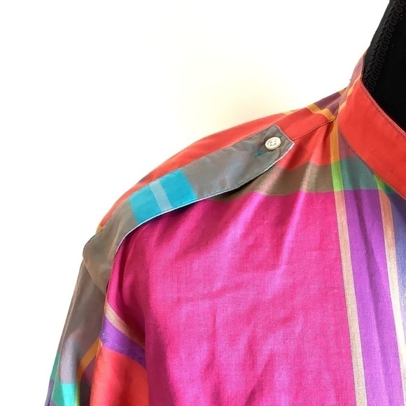 VINTAGE JAEGER VIBRANT PLAID SHORT SLEEVES SHIRT - Picture 4 of 11